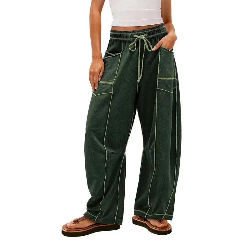 Dark Army Green Barrel Pants