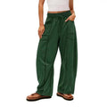 Barrel Pants Womens Drawstring Contrast Color Dark Green