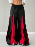 Women’s Streetwear Barrel Pants – Color Block Zipper Design, Harajuku Hip-Hop Loose Fit Barrel Pants